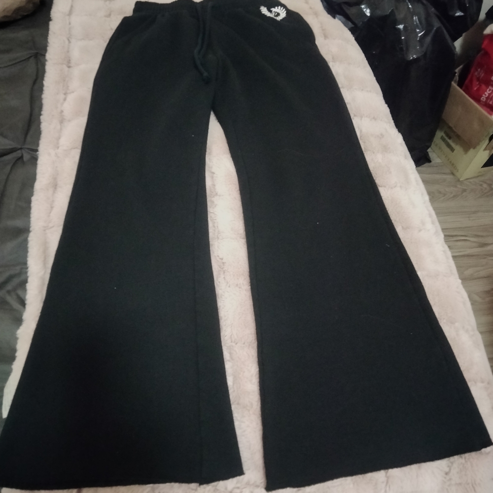 VS Women's  Black Flared Sweatpants with Drawstring